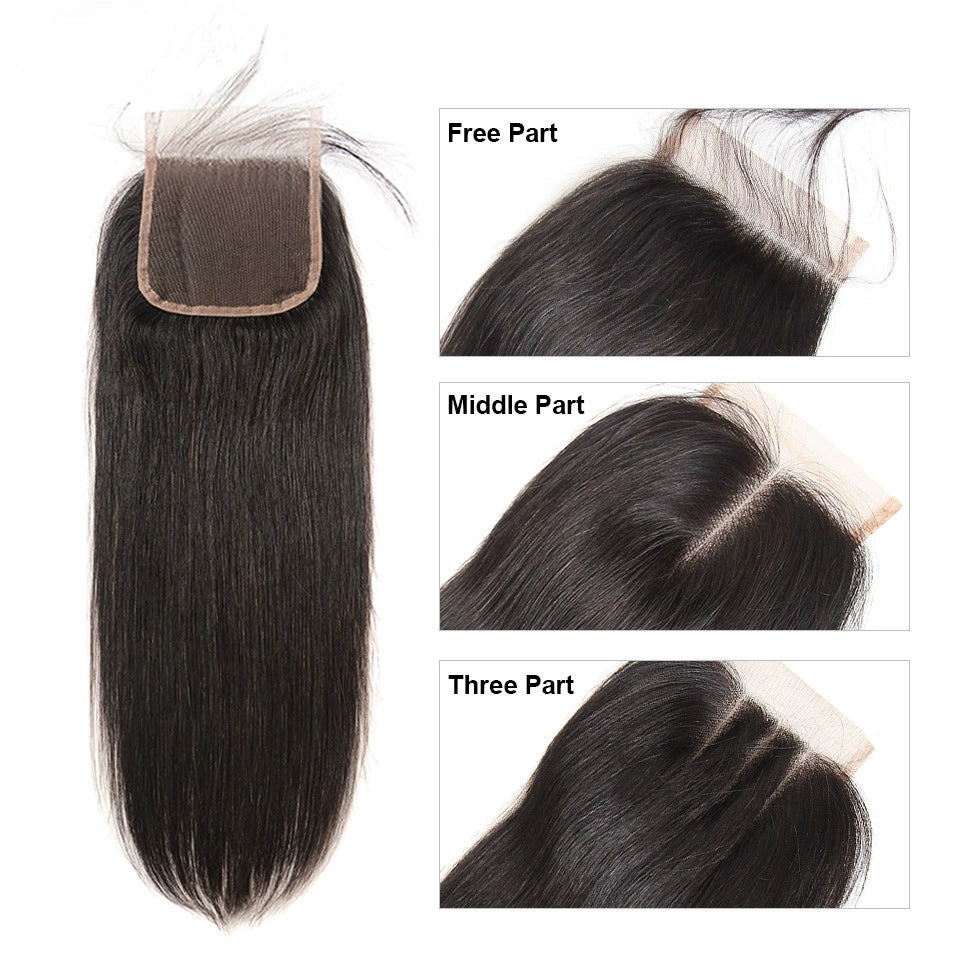 Peruvian Straight Human Hair Lace Frontal Closure 4*4inch