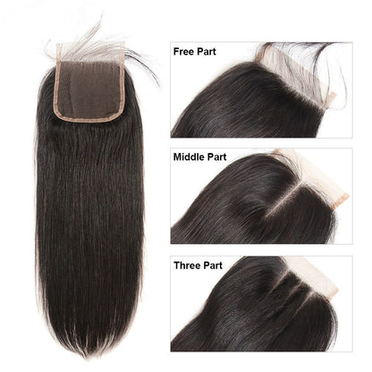 Peruvian Straight Human Hair Lace Frontal Closure 4*4inch