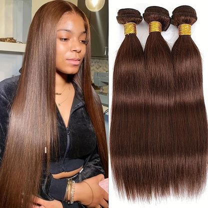 Chocolate brown straight bundle human hair