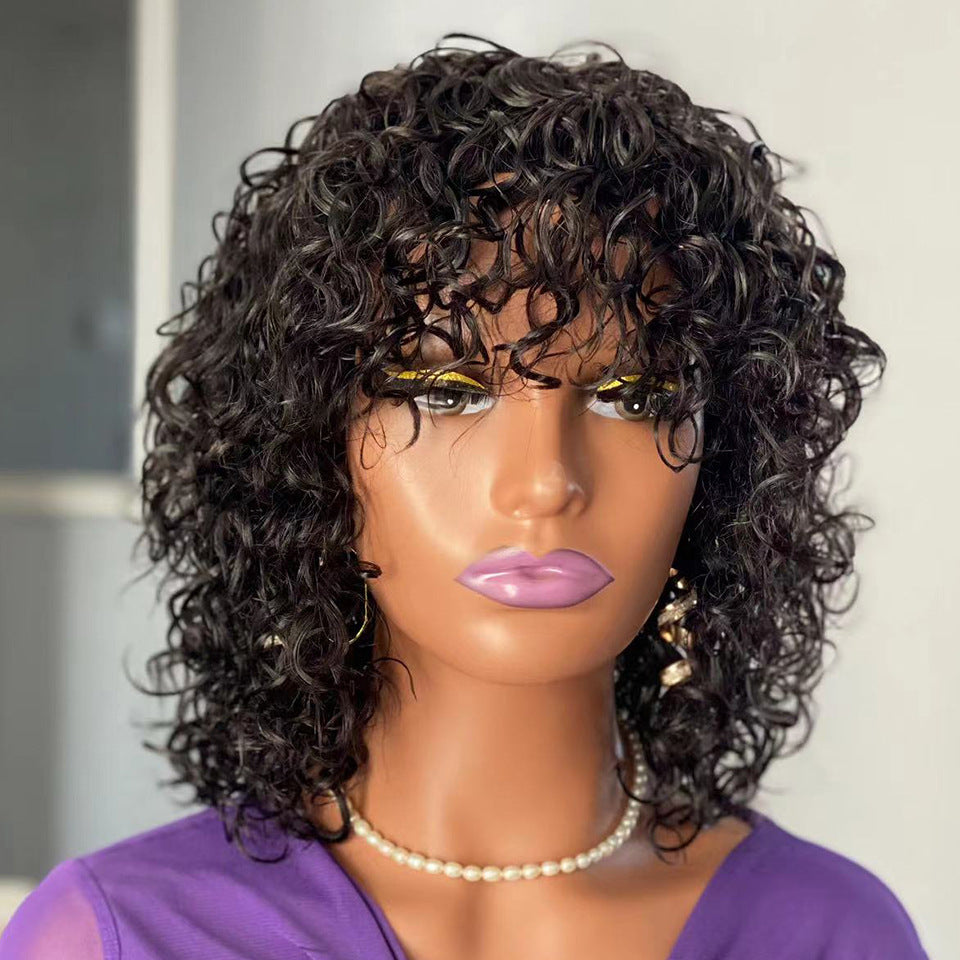 Water Wave Short Curly Human Hair Wigs