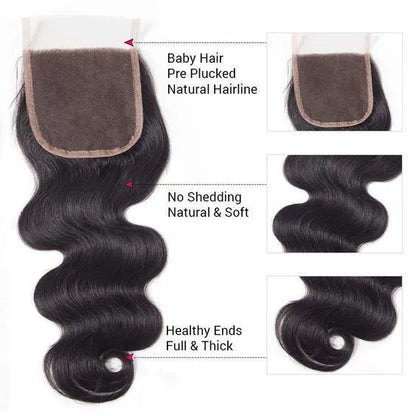 4by4 closure body wave Transparent brown lace 4*4