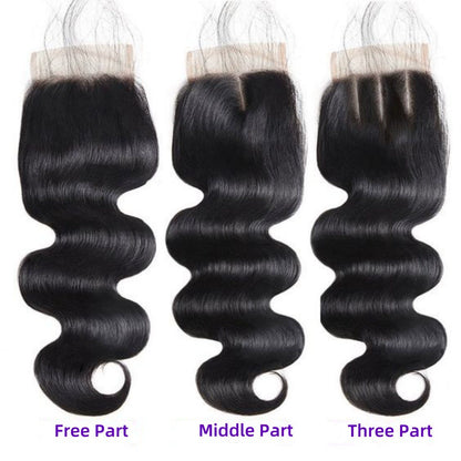 4by4 closure body wave Transparent brown lace 4*4