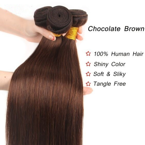 Chocolate brown straight bundle human hair