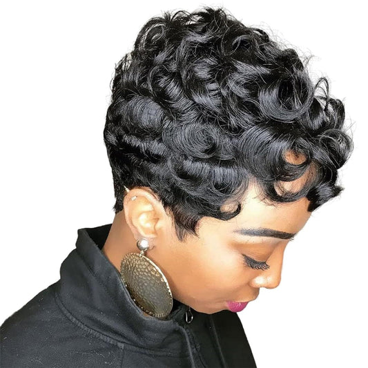 Short Wavy Wig Human Hair