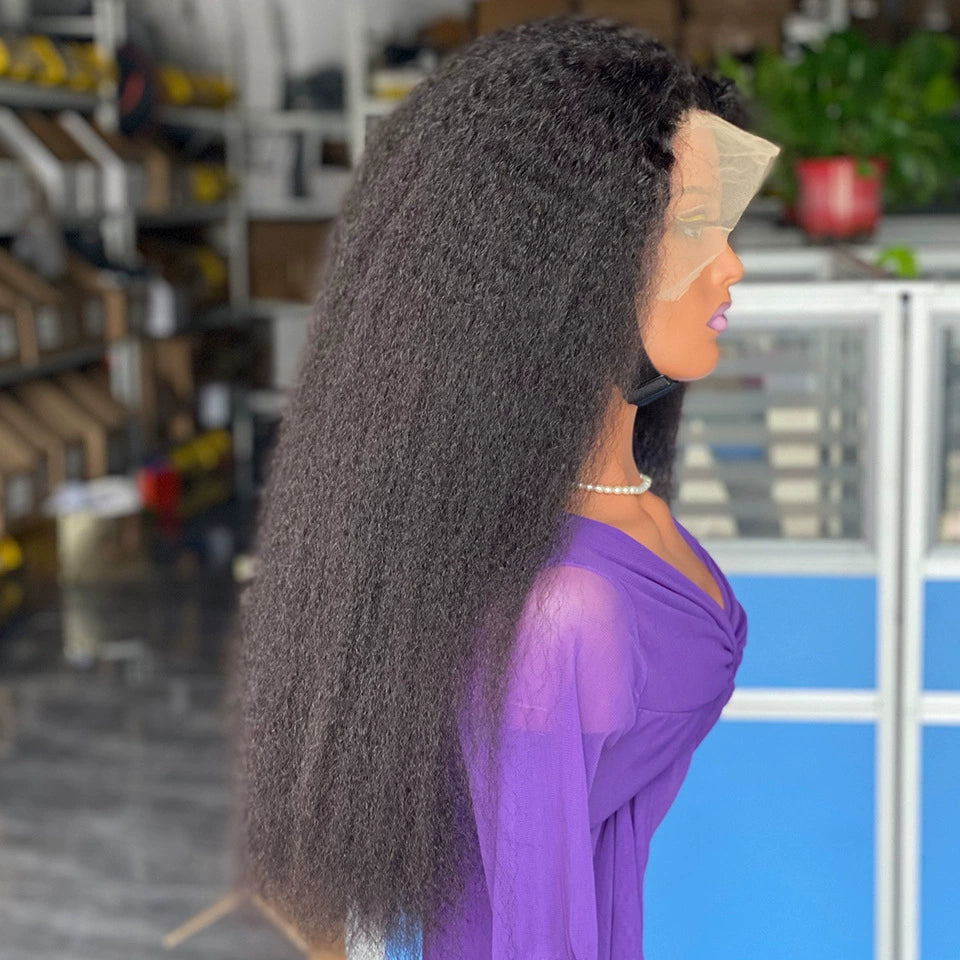 Promotion 22 inch180% kinky straight Kinky Straight 360 Lace Front Wigs Human Hair With Baby Hair