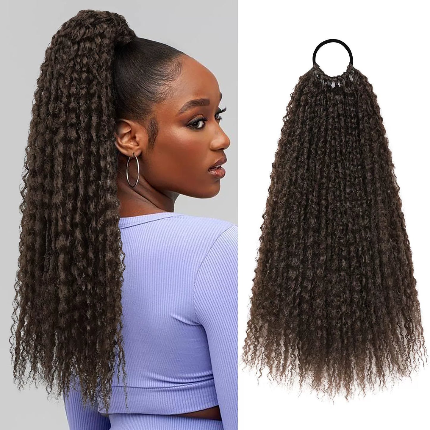 Wig ponytail African wrap-around hair extensions ponytail dreadlocks multi-strand screw curls