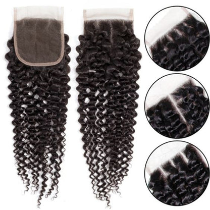 4by4 kinky curly Transparent closure lace human hair