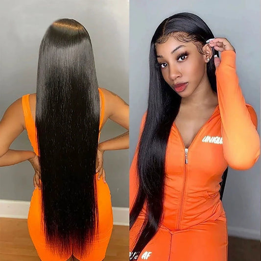 12A Brazilian Human hair 13*4frontal straight Wig180%density