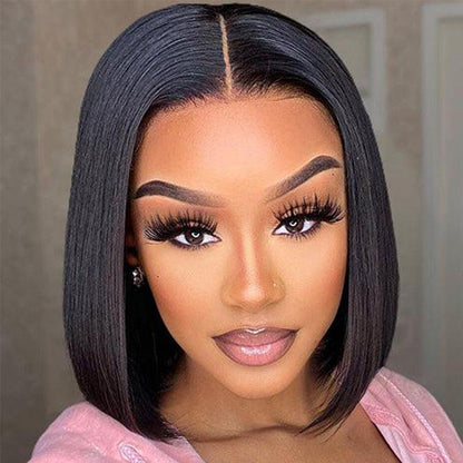 180 Density bob lace front wig human hair