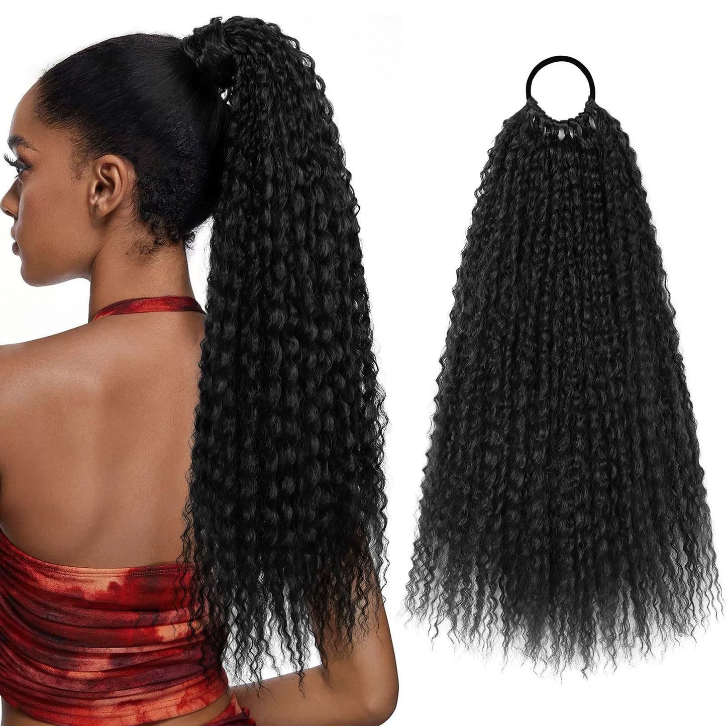 Wig ponytail African wrap-around hair extensions ponytail dreadlocks multi-strand screw curls