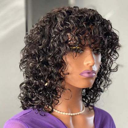 Water Wave Short Curly Human Hair Wigs