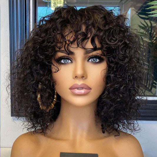 Water Wave Short Curly Human Hair Wigs