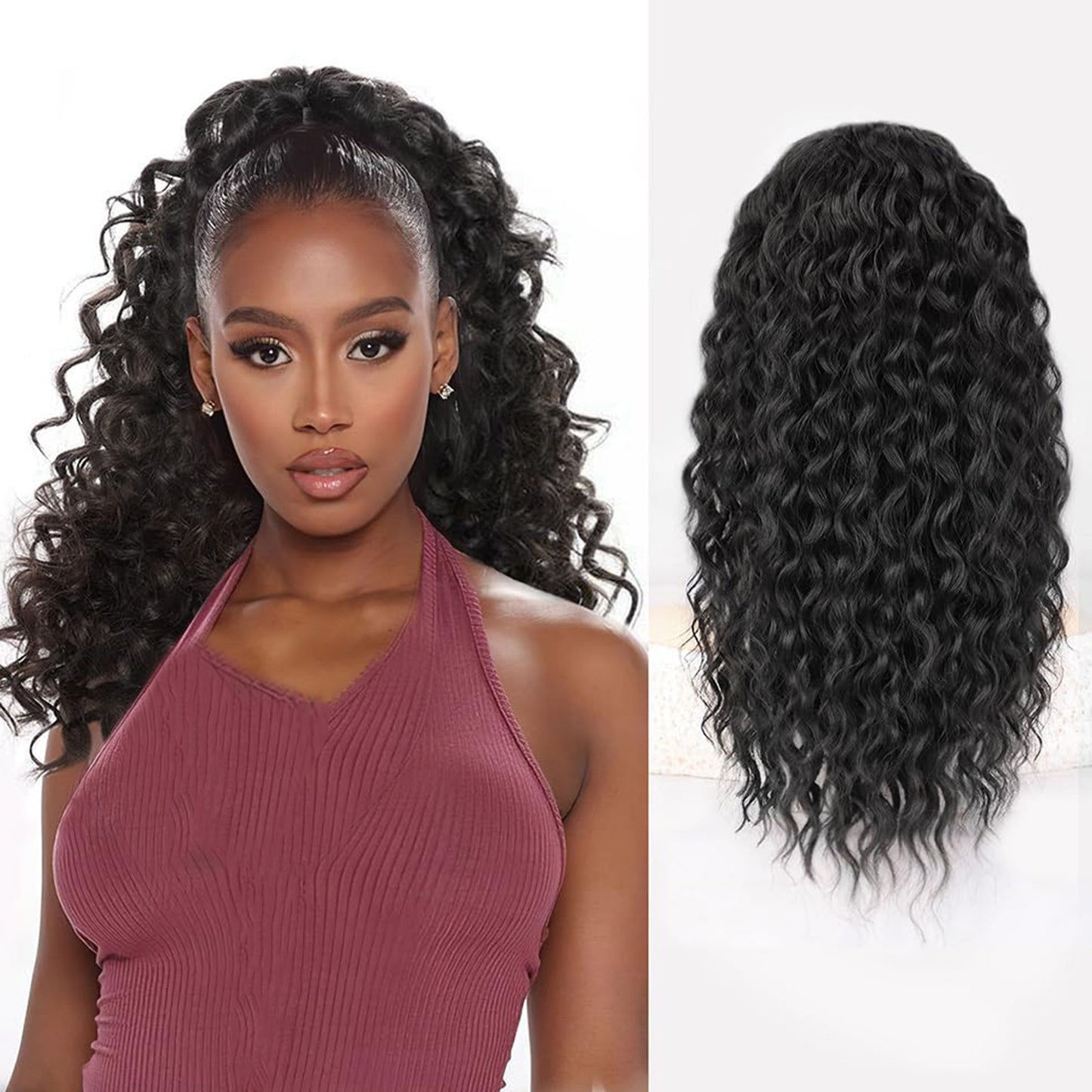 High ponytail simulation wavy ponytail wig