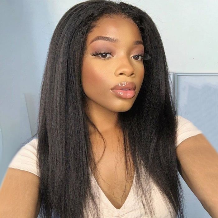 Promotion 22 inch180% kinky straight Kinky Straight 360 Lace Front Wigs Human Hair With Baby Hair