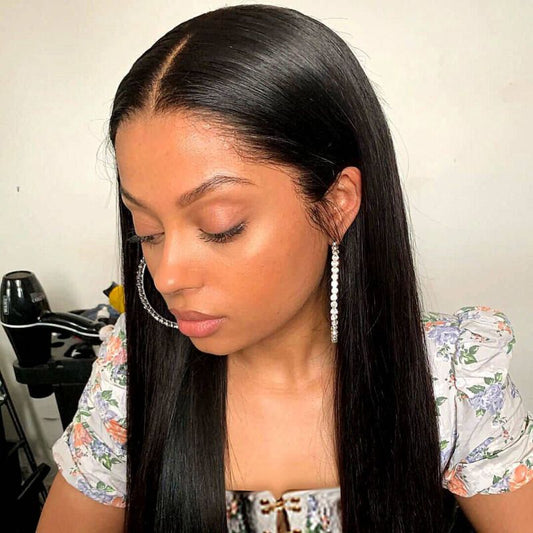 13x4 Glueless Straight Lace Front Wig – Pre-Bleached Knots, Ready to Wear Human Hair Wig