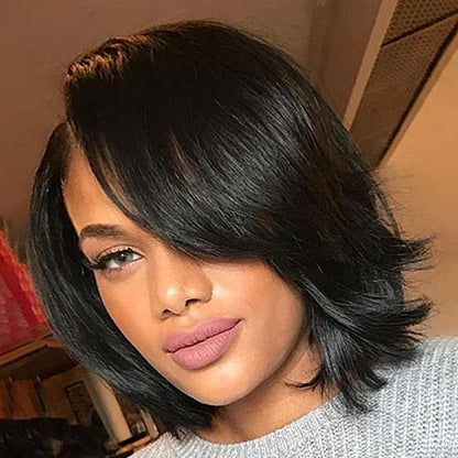 180% Density Bob Lace Front Wig – Short Silky Straight Human Hair Wig